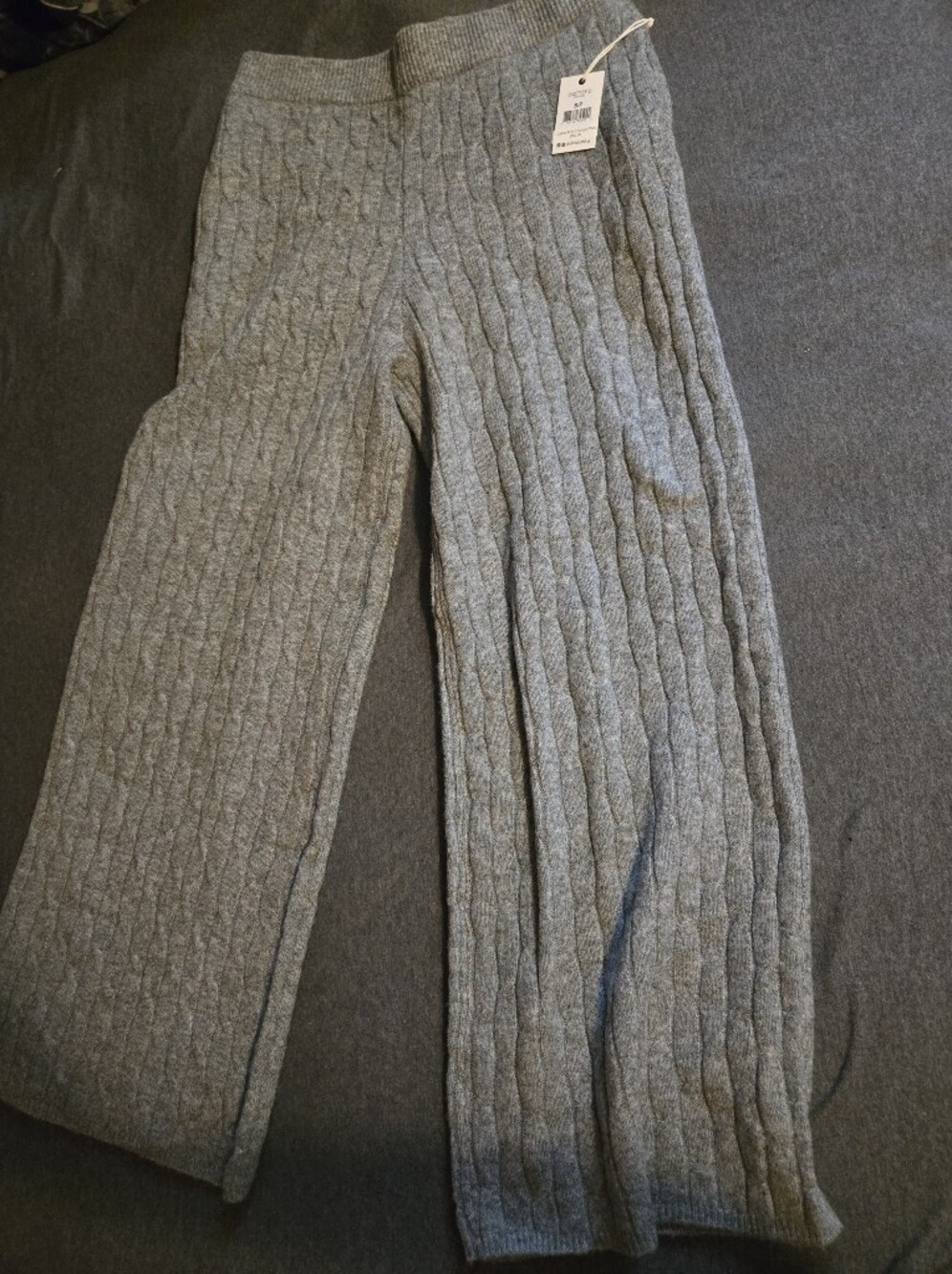 Dex Cable Knit Wide Leg Pants in Heather Gray